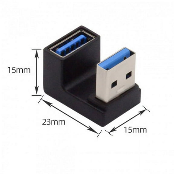 JSER 10Gbps USB3.0 Male to Female Extension Power Data Video Adapter Opposite U Shape Back Angled