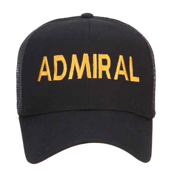 Admiral Military Embroidered Mesh Cap - Black OSFM