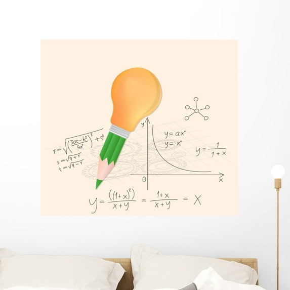 Pencil and Lightbulb with Wall Mural by Wallmonkeys Peel and Stick Graphic (36 in H x 36 in W) WM77960