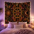 thumbnail image 2 of Compass Star Within Ornate Sun and Moon Panels, Mystical Vintage for Astronomy Fans, Celestial Wall Art, Housewarming Gift, Tapestry Wall Hanging for Study Room and Den, 2 of 7
