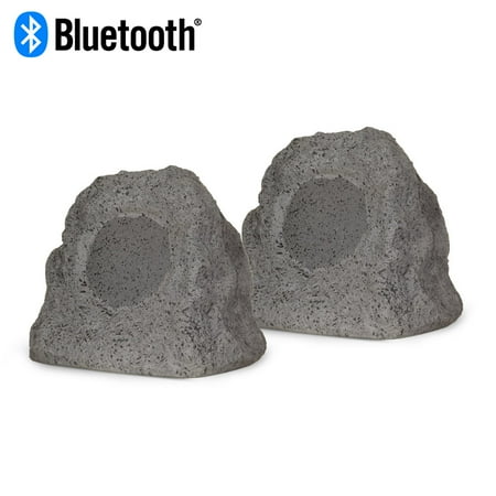 Bluetooth Speaker Outdoor Rock Theater Solutions RK4GBT Powered Bluetooth Outdoor Granite Rock Speaker Pair with Dual Connection Options ()