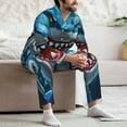 thumbnail image 6 of KLL Cartoon Cute Shark Sleepwear Mens Flannel Pajamas,Long Cotton Pj Set, 6 of 7