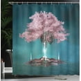 thumbnail image 4 of Ambesonne Tree Shower Curtain, Pink Blossom Art, 69"Wx84"L, Lilac Petrol Blue, 4 of 5