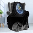 thumbnail image 4 of Galaxy Soft Flannel Fleece Blanket, Planet Earth Rocky Cliffs of Moon Lunar Panorama Art Cosmos Outer Space Print, Cozy Plush for Indoor and Outdoor Use, 50" x 70", Blue Black Grey, by Ambesonne, 4 of 5