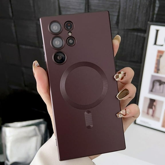 Dteck Magnetic Case for Samsung Galaxy S24 Ultra Case, Compatible with MagSafe, Lightweight Soft TPU Matte Protective Phone Cover for Samsung Galaxy S24 Ultra 5G 2024,Winered