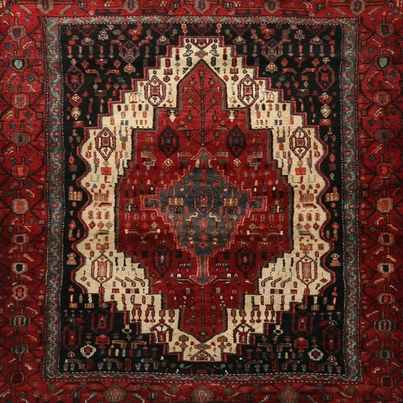 Ahgly Company Machine Washable Indoor Square Traditional Sepia Brown Area Rugs, 5' Square