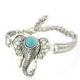 thumbnail image 3 of Silver Antique Style Elephant Head Simulated Turquoise Anti-Tarnish Resistant Bracelet-J-382-A, 3 of 5