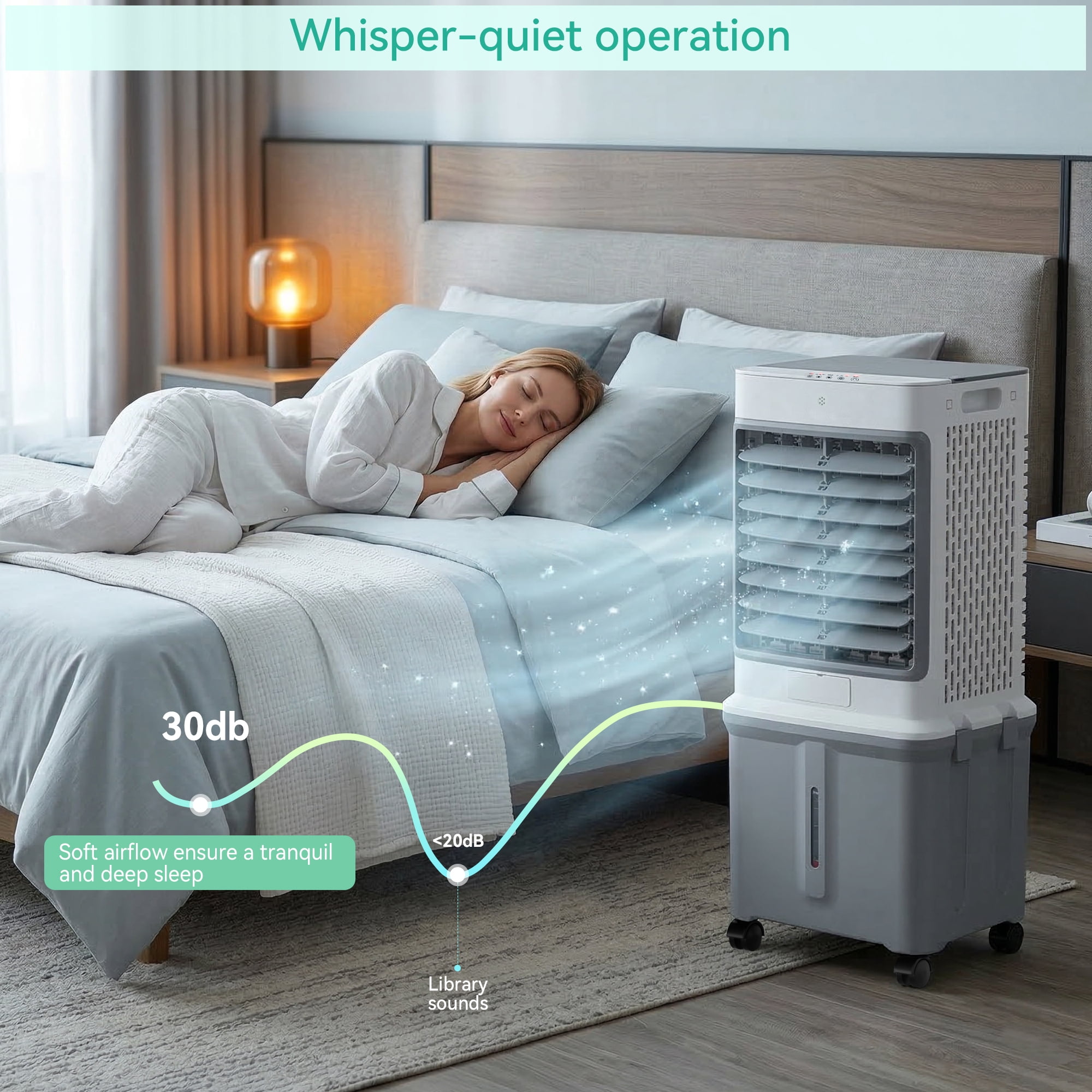 8.5 Gal Swamp Cooler, 2800 CFM Portable Evaporative Air Cooler with 3 Speeds, Remote, 7H Timer, 120°Oscillation, Air Cooling Fan for Room, Garage, Bedroom