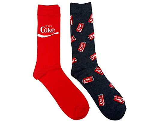 Coca-Cola Brands mens Coca-cola 2 Pack Crew Casual Sock, Red Black ...