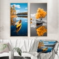 thumbnail image 1 of Designart "Reflecting on a Yellow Boat in Monochrome II" Boat Framed Wall Art Set Of 2 - Yellow Transportation Framed Canvas Set For Living Room Decor, 1 of 6