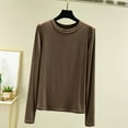 thumbnail image 2 of ShomPort Crew Neck Long Sleeve T-Shirt for Women Fall/Winter Comfy Basic Layer Undershirts Tops, 2 of 5