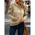 thumbnail image 5 of Women's Casual Puff Long Sleeve Hoodie Lightweight Pullover Tops Padded Shoulder Solid Loose Sweatshirt Fall Outfits, 5 of 5