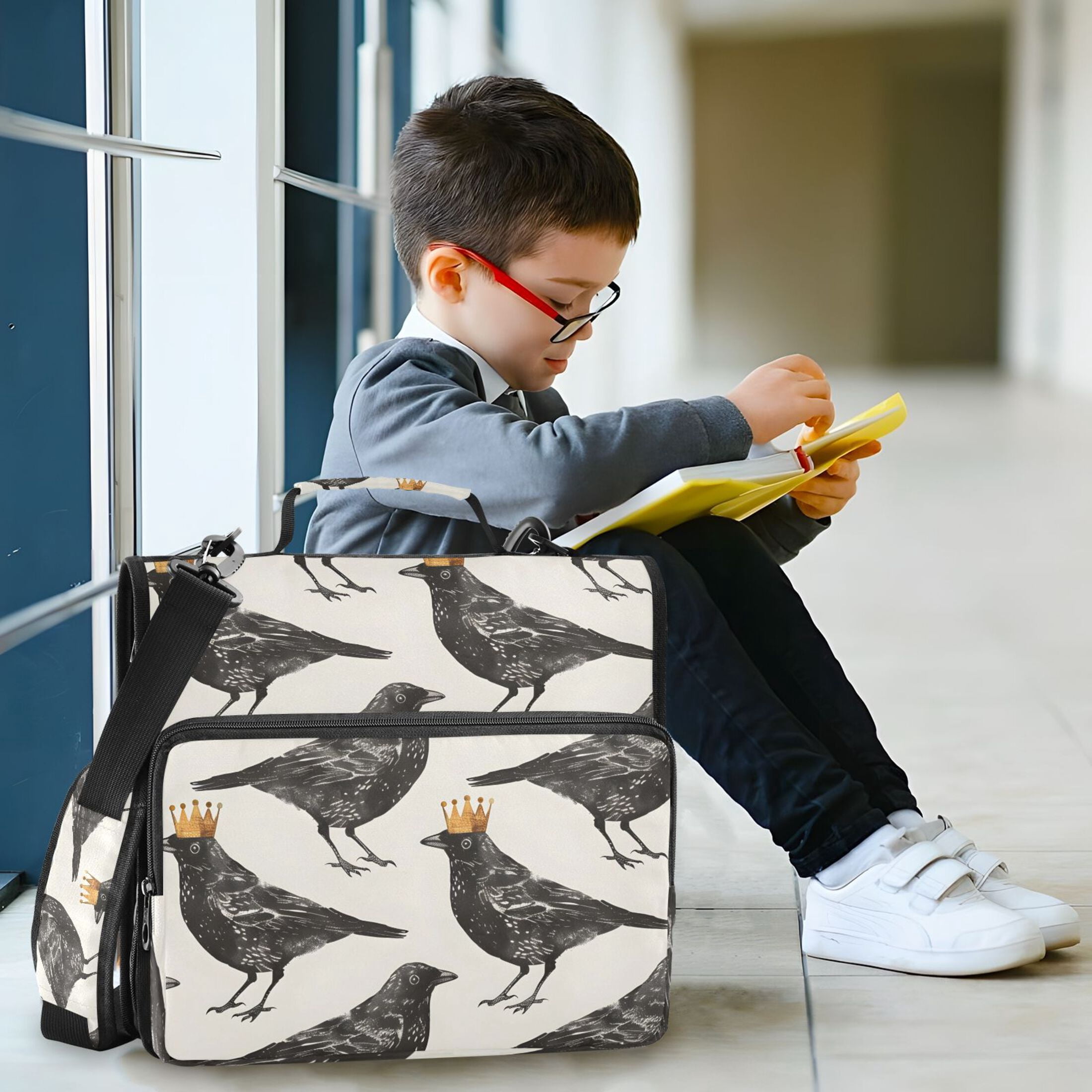 3 Ring Zipper Binder with Shoulder Strap Waterproof Trapper Keeper 2 Inch D-Ring 500 Sheets Capacity Blackbirds with Crown