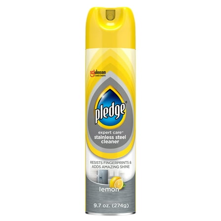 Pledge Expert Care Stainless Steel Polish, Fridge Spray, Lemon Scent, 9.7oz