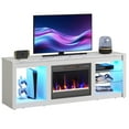 Bestier Modern Electric 7 Color LED Fireplace TV Stand for TVs up to 70", White Marble