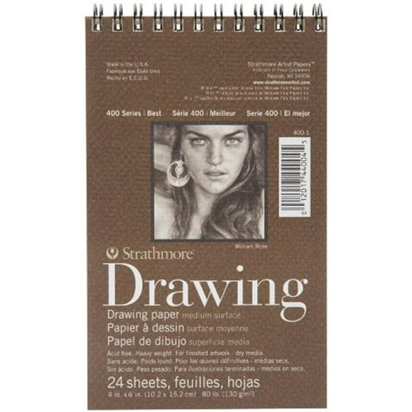 Strathmore ST400-1 4 in. x 6 in. Medium Surface Wire Bound Drawing Pad