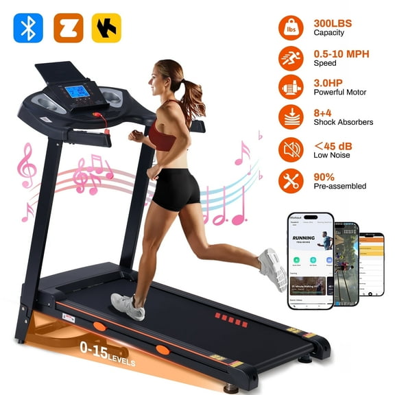 HUAGEED Electric Running Exercise Treadmill, Black, 300 lb