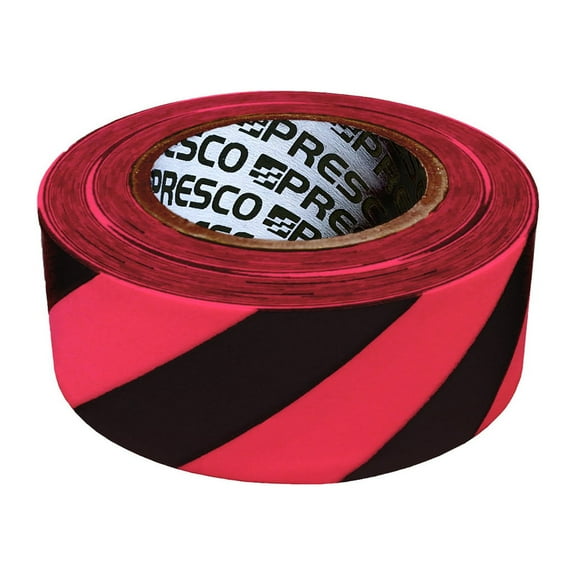 Presco 1.18 in. x 300 ft. Pink Glo & Black Striped Roll Flagging Tape