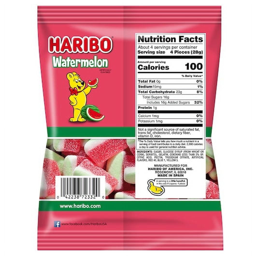 Haribo Confectionery Watermelon Gummies, 4.1 oz - Case of 12