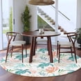 thumbnail image 3 of Teal Red Coastal Round Area Rug 8Ft Washable Large Circle Rugs for Living Room Dorm, Beach Nautical Sea Turtle Coral Starfish Non-Slip Carpet Floor Mats Indoor Outdoor Carpet Runner Home Decor, 3 of 8