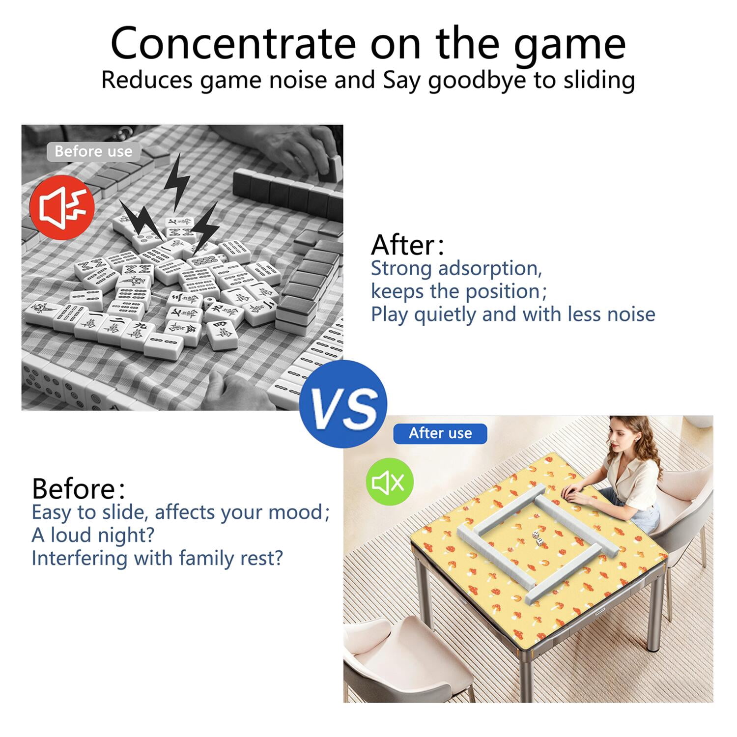 31.5 Inch Plants Inspired Table Mat Constructed from Rubber with Anti-Slip Properties and Noise Reducing Qualities for Mahjong Card Games Board Games Family Gatherings