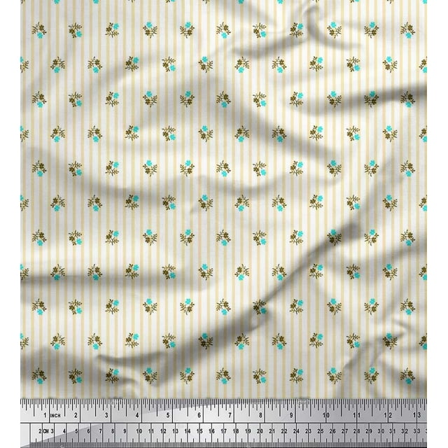 Soimoi Velvet Fabric Stripe & Floral Shirting Print Fabric by Yard 58 Inch Wide