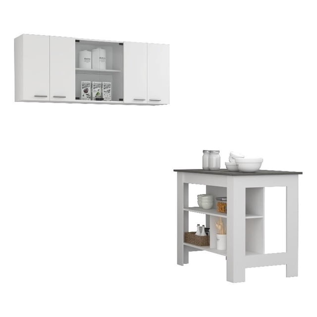 FM FURNITURE Norfolk Ensemble de Cuisine Moderne en Bois d'Ingénierie 2 Pcs, Blanc/onyx