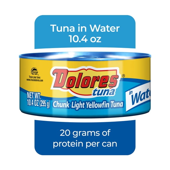 Dolores® Chunk Light Yellowfin Tuna in Water, Canned Tuna Fish, 10.4 oz Can