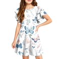 thumbnail image 2 of Grblisyd Girls Dresses Casual Ruffle Short Sleeve Midi Dress Cute Floral Print Crew Neck A-Line Dress, 2 of 5