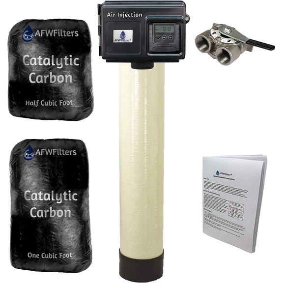 AFWFilters Air Injection Gold 15 with Fleck 2510SXT and 1" Bypass - AIG15-25SXT - For Iron Hydrogen Sulfide Rotten Egg Odor Manganese