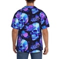 thumbnail image 3 of Sikiie cool crystal Skull flower Men's Wrinkle Free Untucked Cuban Shirt Business Casual Button Down Shirts Short Sleeve ShirtX-Large, 3 of 5