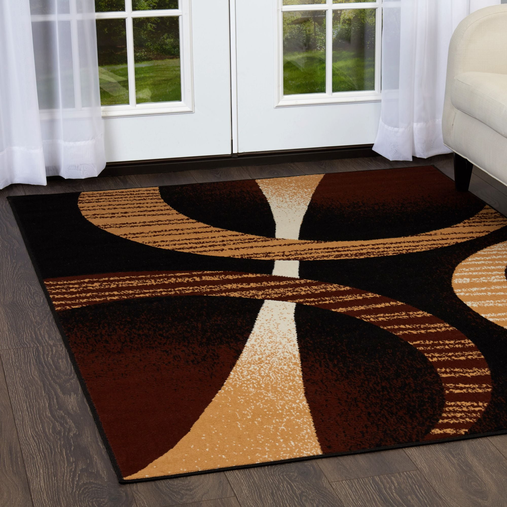Home Dynamix Premium Indus Contemporary Geometric Area Rug, Black/Brown, 5'2"x7'4"