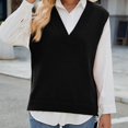 thumbnail image 2 of Teylalorva Women's Slim Fit V-Neck Sweater Vest Sleeveless Lightweight Warm Winter Top Layer Black Size L, 2 of 6