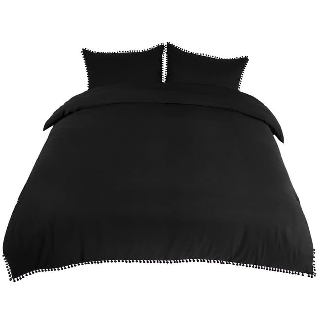 Unique Bargains Pompons 110 G/m2 Ensemble de Housse de Couette en Polyester Brossé, 3 Pcs,