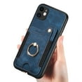 thumbnail image 4 of Nalacover For iPhone 11 Case Ring Holder Kickstand with Credit Card Holder, Back Flip Premium Leather Magnetic Clasp Removable Wirst Hand Strap Cover For iPhone 11, Blue, 4 of 8