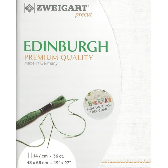 Precut Zweigart Edinburgh 36 count White 3217/100