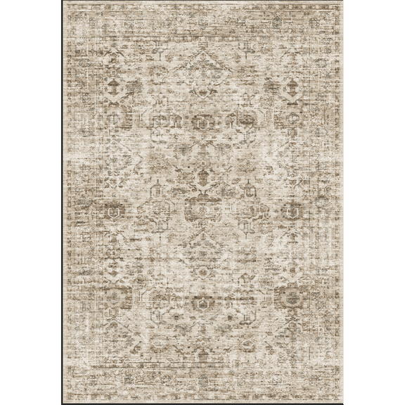Yesfashion Carpets Area Rugs Washable 980Gsm Terry Velvet 200 Washed Folded Printed Carpet-Traditional-Lehman Beige 2*6ft