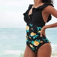 thumbnail image 4 of Cathalem Womens Swimsuit Wrap Color Block Tie Side Bathing Suit,Camouflage L, 4 of 4