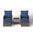 thumbnail image 5 of ELPOSUN 5-Piece Patio Furniture Set, Outdoor Balcony Furniture PE Wicker Rattan Conversation Lounge Chairs with 2 Ottomans Underneath for Porch, Brown Ratan, Navy, 5 of 9