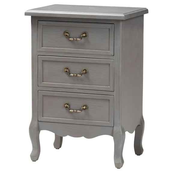 Baxton Studio Capucine Antique French Country Cottage Grey Finished Wood 3-Drawer End Table