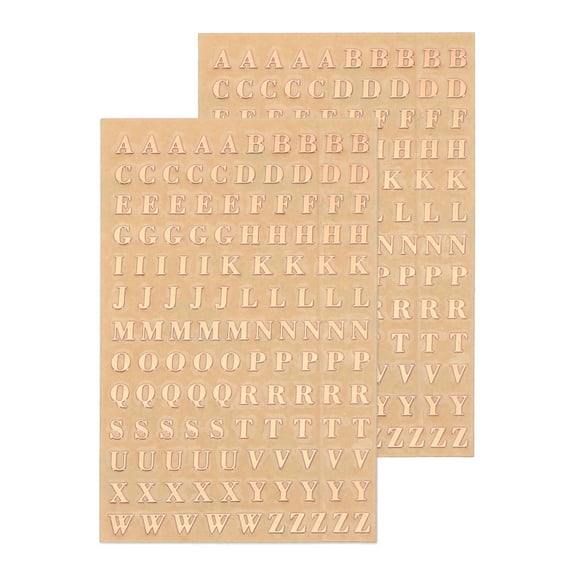2 Sheets Letter Resin Stickers 3D Small A to Z Rose Gold Alphabet Sticker Metallic Alloy Uppercase for Resin Nail 3mm