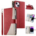 thumbnail image 1 of Funda cartera GANGXUN para iPhone 14 Plus , cuero PU con tarjetero, cremallera, correa de mano, soporte y protección 677°, 1 of 6
