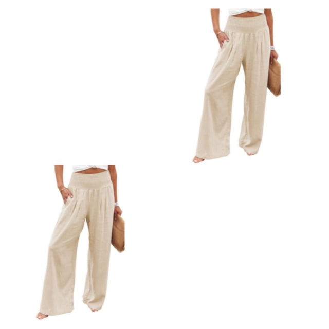 Sonducket Female Summer Spring Pants Pockets Solid Wide Long High-Waist Lounge Leg Color Loose Business Streetwear Vintage Type1 NO1