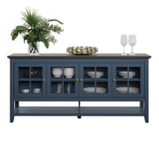 Twin Star Home Modern Farmhouse Sideboard with Glass Doors