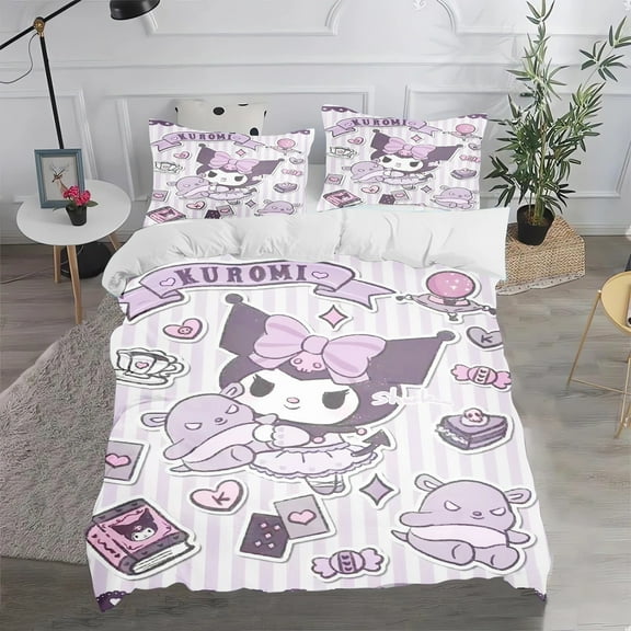 Kuromi Comfortable Bedding Set Quilt Cover Without Filling Sanrio Bedroom Decor Gift