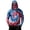 Blue, variant on Mens UPF 50+ Sun Protection Hoodie Fishing Shirt Long Sleeve SPF US Flag Print Quick Dry Hooded Sun Shirts