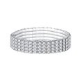 thumbnail image 3 of Unir Stretch Full Rhinestone Bracelet Elastic Tennis Bracelet Stackable Silver Bangle for Women Wedding Party Jewelry Gift 1pc One Size White, 3 of 7