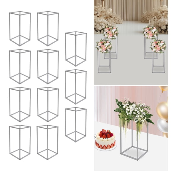 ToppiJoy 11 PCS Metal Flower Floor Stand, 16 in Rectangular Geometric Flower Rack, Tabletop Metal Flower Stand for Wedding Halls
