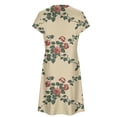 thumbnail image 5 of Pisexur Robes d'Été pour Femmes Mode Col Trou de Serrure Robe Midi Décontractée Slim Manches Courtes Robe Tunique Imprimé Floral Boho Élégante Taille Haute Longueur Genou Robe de Plage Vacances, 5 of 5