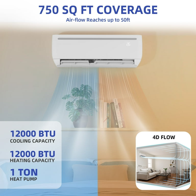 12000 Btu Mini Split Square Feet Dextrus 12000 BTU Mini Split Air